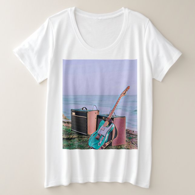Camiseta Plus Size Presente para amigo guitarrista (Frente do Design)