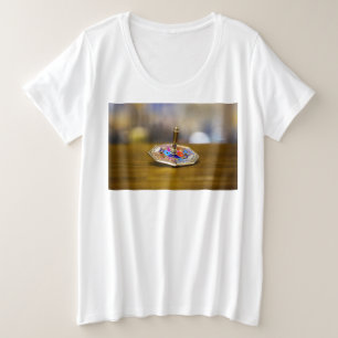 Camiseta Plus Size Presente SlipperyJoe Hanukkah dreidel base octogon