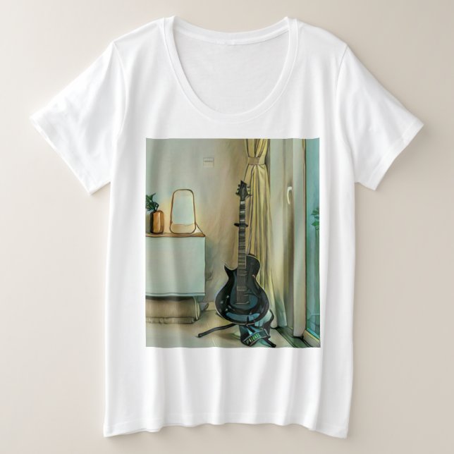 Camiseta Plus Size Presentes de violão para pai (Frente do Design)