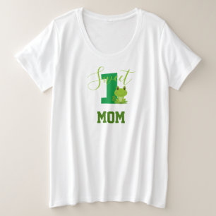 Camiseta Plus Size primeiro aniversario doce de sapo, mãe combinando
