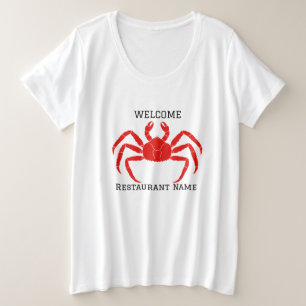 Camiseta Plus Size Produtos do mar de caranguejo vermelho moderno e s