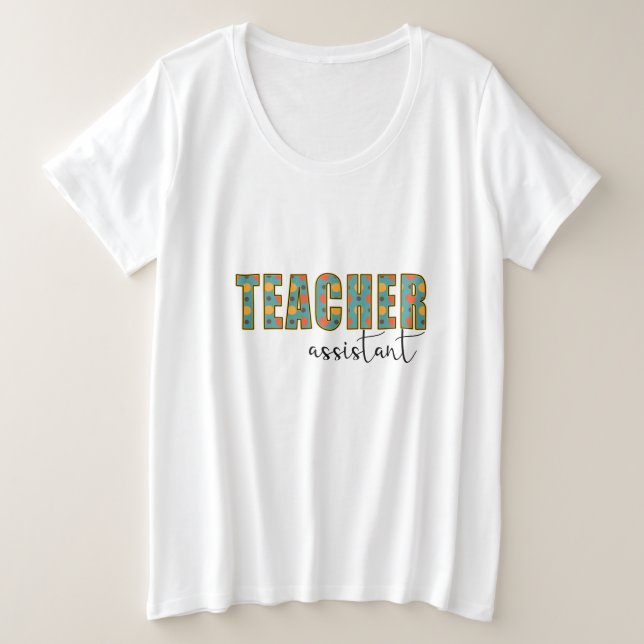Camiseta Plus Size Professor Assistente de Professores de Arte (Frente do Design)