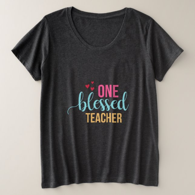 Camiseta Plus Size Professora Arte 1 Abençoada Professora (Frente do Design)