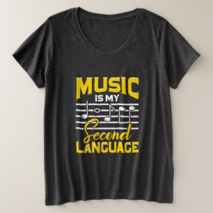 Camiseta Plus Size Professora Música É Meu Segundo Idioma