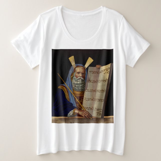 Camiseta Plus Size Profeta Moisés com os comprimidos da lei (Frente do Design)
