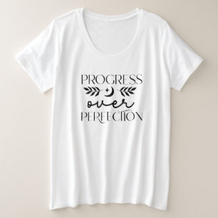 Camiseta Plus Size Progresso na percepção Inspiração de cota T-Shirt