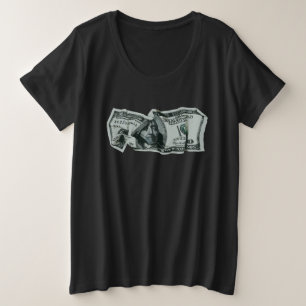Camiseta Plus Size Projeto Moderno da Nota de $100 Amassada
