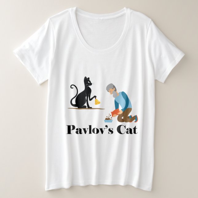 Camiseta Plus Size Psicologia Gata de Pavlov (Frente do Design)