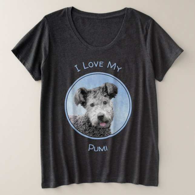 Camiseta Plus Size Pumi Painting - Bela Arte Cachorra Original (Frente do Design)