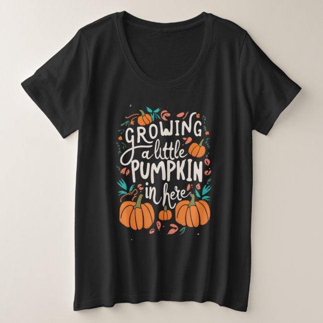 Camiseta Plus Size Pumpkin Bumpkin Maternidade de Halloween (Frente do Design)