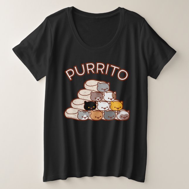 Camiseta Plus Size PURRITO PYRAMID Gato Burrito (Frente do Design)