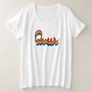 Camiseta Plus Size Queer Glitter Pride Rainbow