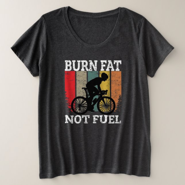 Camiseta Plus Size Queimar gordura sem óleo Bicicleta Engraçado Desig (Frente do Design)