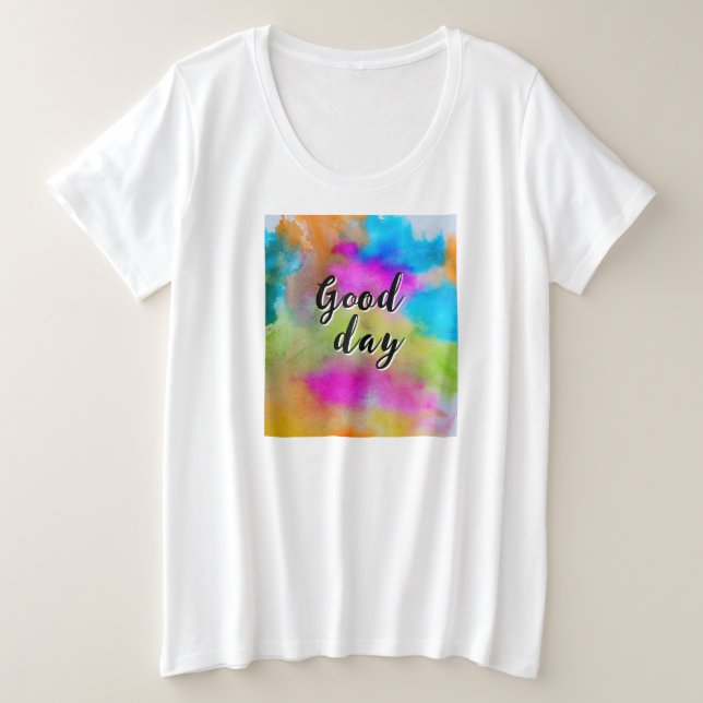 Camiseta Plus Size Rainbow Good Day (Frente do Design)