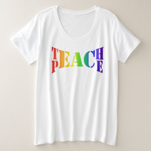 Camiseta Plus Size Rainbow Teach Peace