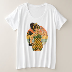 Camiseta Plus Size Rainha do Abacate Vibes Tropicais de Verão Retrô