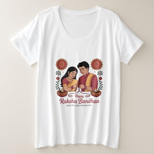 Camiseta Plus Size Raksha Bandhan  Womens Plus Size T-Shirt (Frente do Design)