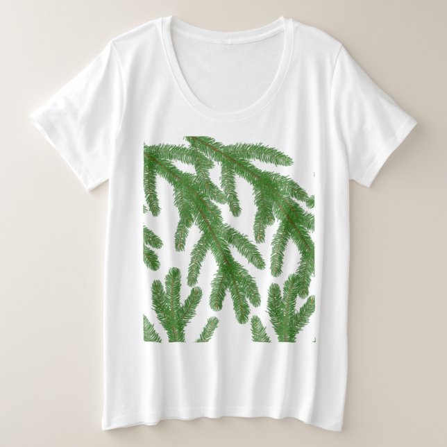 Camiseta Plus Size Ramificações da Árvore Fir de Natal (Frente do Design)