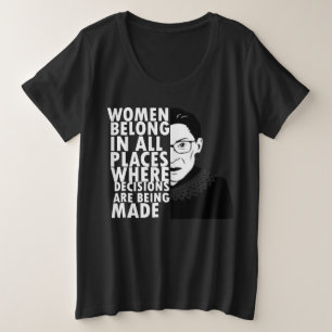 Camiseta Plus Size RBG Ruth Bader Ginsburg É Mulher De Todos Os Luga