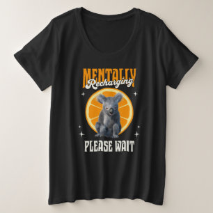 Camiseta Plus Size Recarregando Mentalmente o Humor de Introvertido d