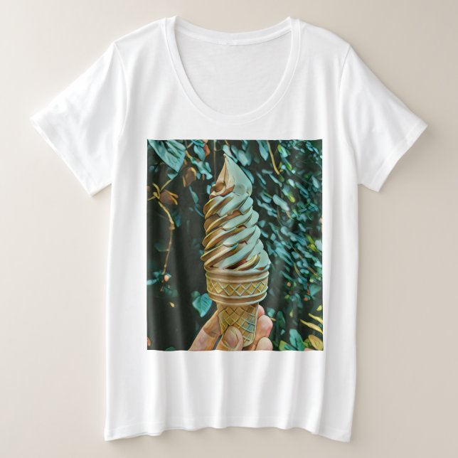 Camiseta Plus Size Receita de sorvete (Frente do Design)