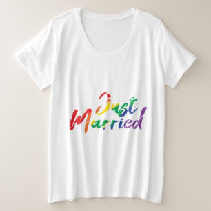 Camiseta Plus Size Recem casados Casado Rainbow Colorful Gift Idea