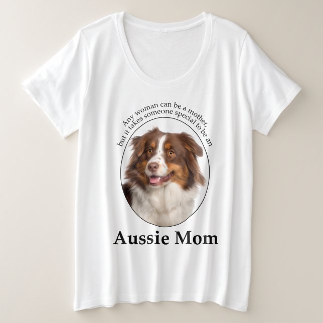 Camiseta Plus Size Red Australian Shepherd Mãe (Frente do Design)
