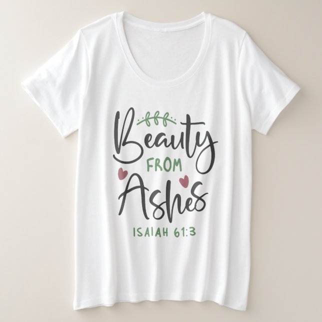 Camiseta Plus Size Redenção Radiante - Isaiah 61:3 Design cristão (Frente do Design)