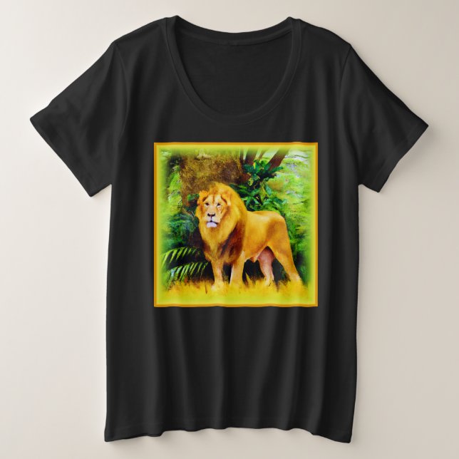 Camiseta Plus Size Rei Leão Na Selva. Comprar Agora (Frente do Design)