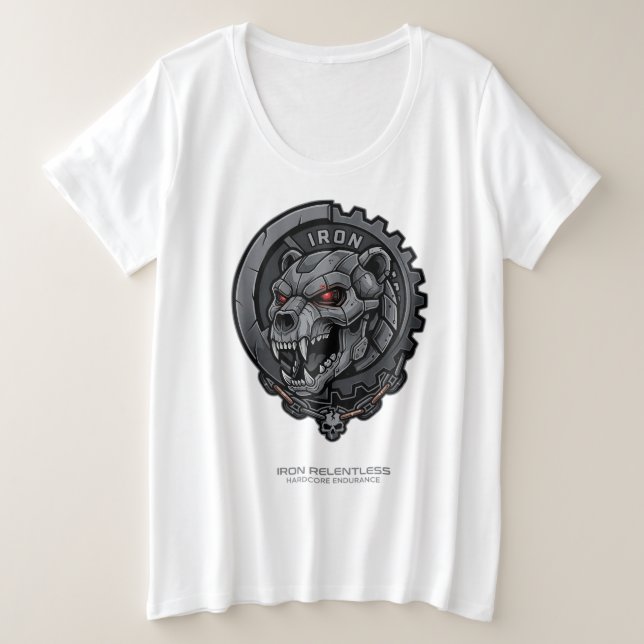 Camiseta Plus Size Resistência Hardcore de Ferro Implacável | Mentali (Frente do Design)