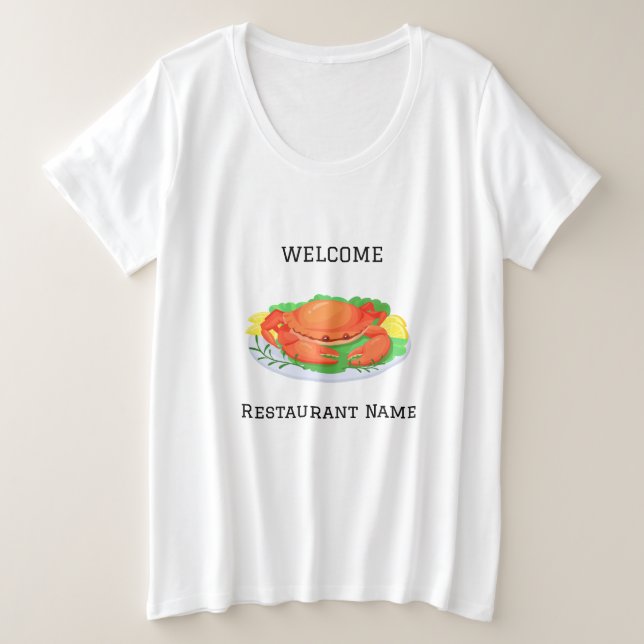 Camiseta Plus Size restaurante de frutos do mar bem-vindo ao Carangue (Frente do Design)