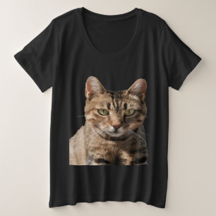 Camiseta Plus Size Retrato de um Gatinho Malhado Fofo com Contato Vis