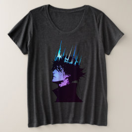 Camiseta Plus Size Retrato Masculino do Rei Anime Gótico com Coroa Az