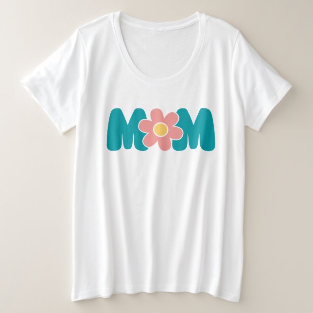 Camiseta Plus Size Retro Mãe Flor (Frente do Design)