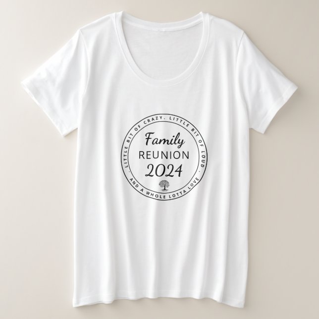 Camiseta Plus Size Reunião da Família Engraçada 2024 (Frente do Design)