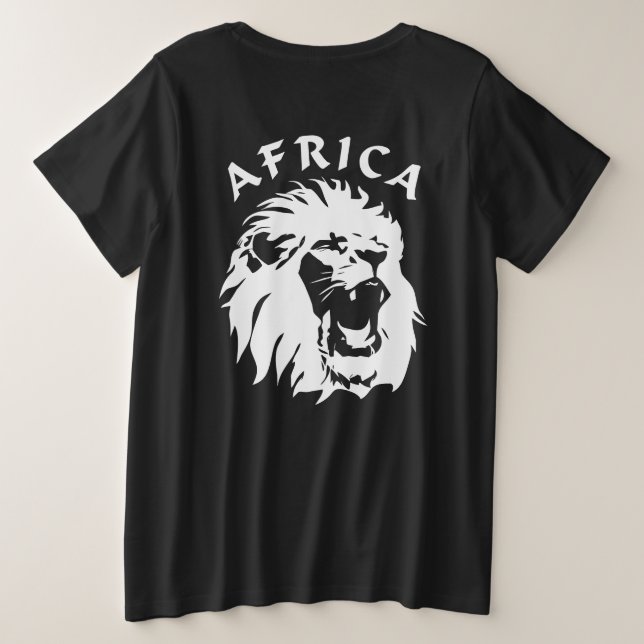Camiseta Plus Size Roaring Lion Face | África (Verso do Design)