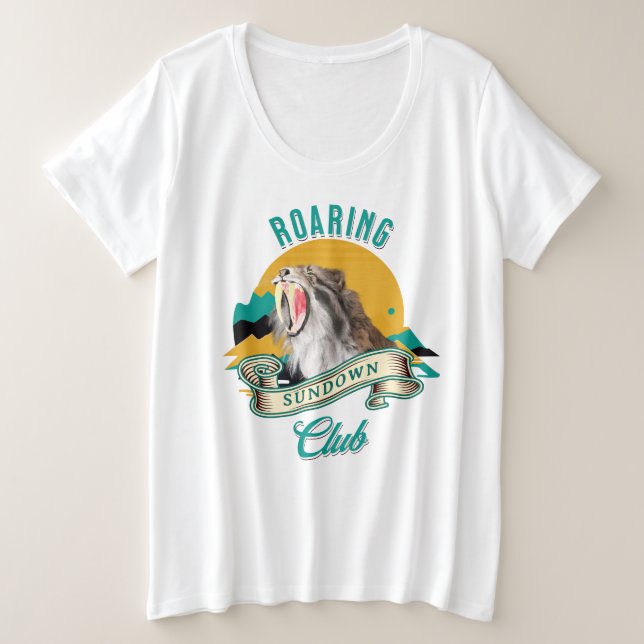 Camiseta Plus Size Roaring Sundown Club Sabertooth Tiger (Frente do Design)