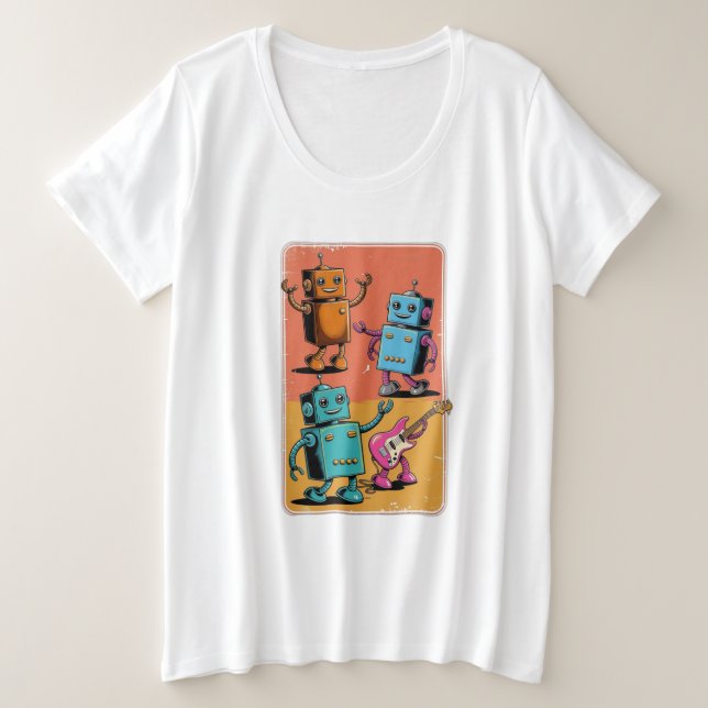 Camiseta Plus Size Robôs de safra (Frente do Design)