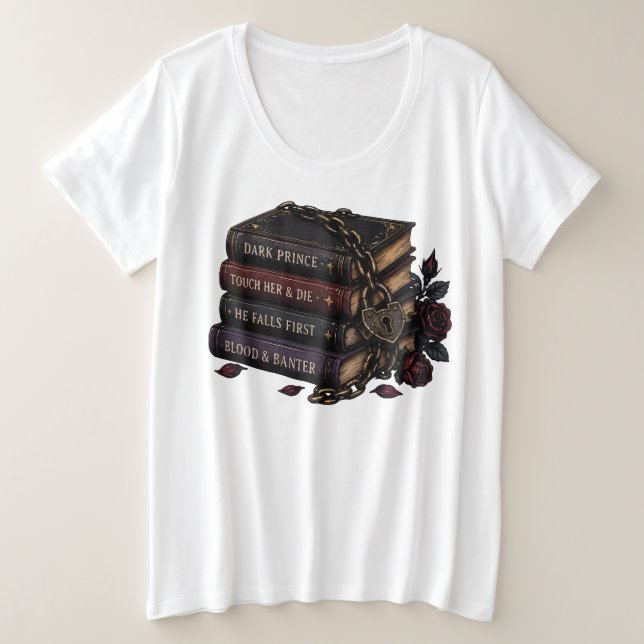 Camiseta Plus Size Romantasia, Cafeína e Caos (Frente do Design)