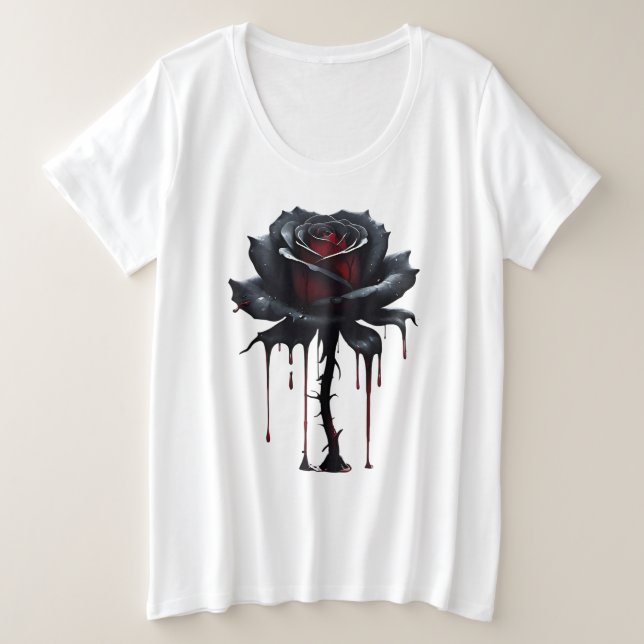 Camiseta Plus Size Rosa de preto estranho (Frente do Design)