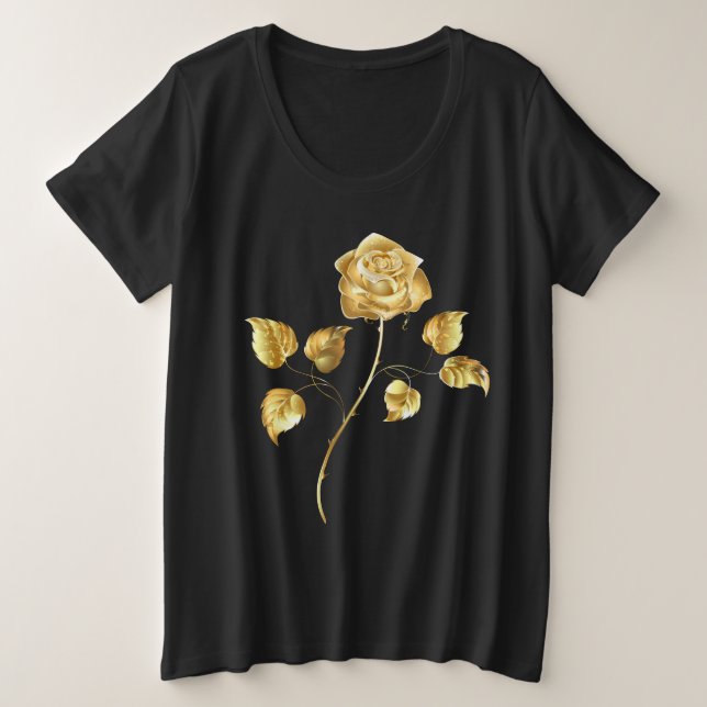 Camiseta Plus Size Rosa dourada ( rosa de ouro ) (Frente do Design)