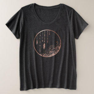 Camiseta Plus Size Rosa gold boho succuls