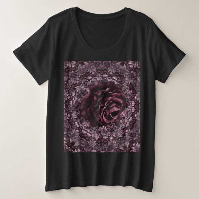 Camiseta Plus Size Rosa Mandala (Frente do Design)