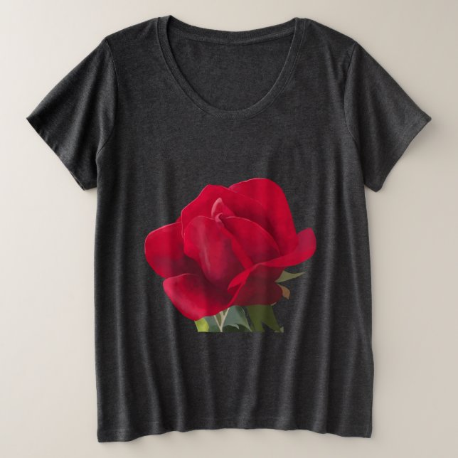 Camiseta Plus Size Rose rouge - Red rose  (Frente do Design)