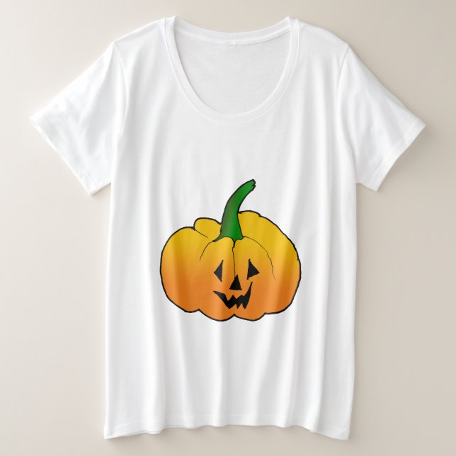 Camiseta Plus Size Rosto de Abóbora  (Frente do Design)