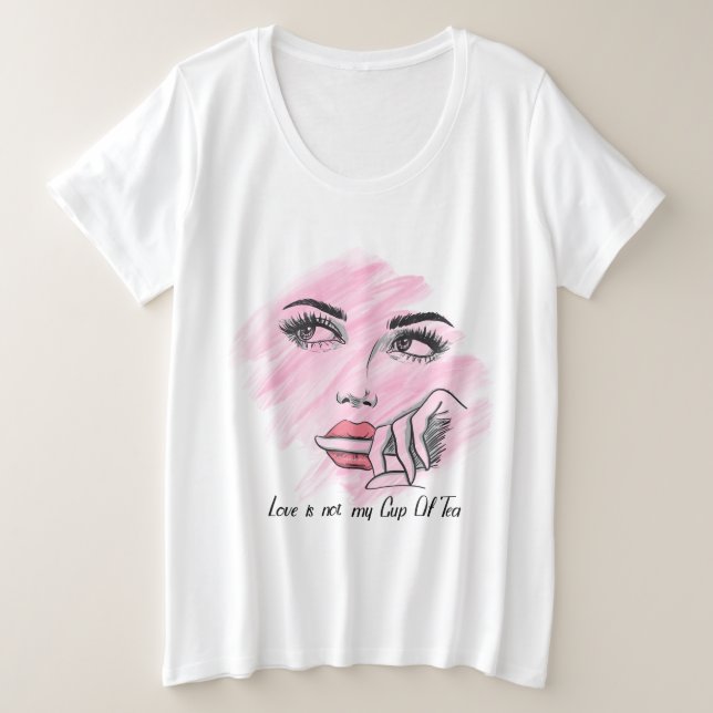 Camiseta Plus Size Rosto de Menina Bonita (Frente do Design)