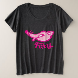 Camiseta Plus Size Rosto gráfico de raposa-rosa-quente