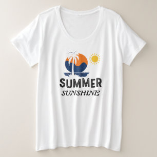 Camiseta Plus Size Roupas Femininas Plus Size Verão Sol