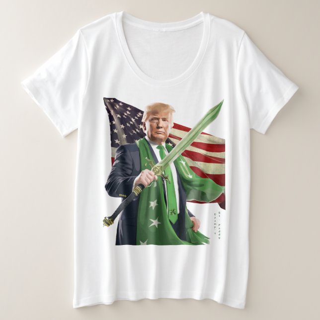 Camiseta Plus Size Rua de Trump. (Frente do Design)
