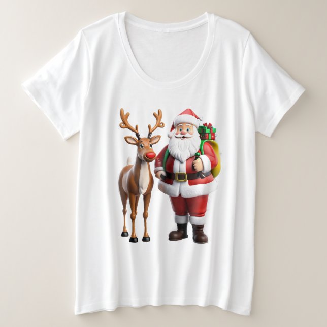 Camiseta Plus Size Rudolf a rena vermelha (Frente do Design)